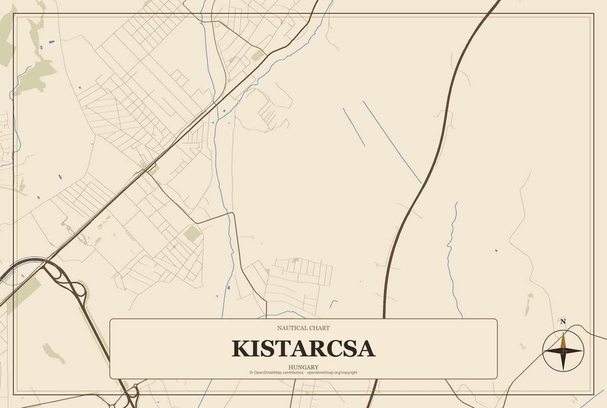 Kistarcsa, Hungary City Map Aluminum Sign in Heritage Nautical style