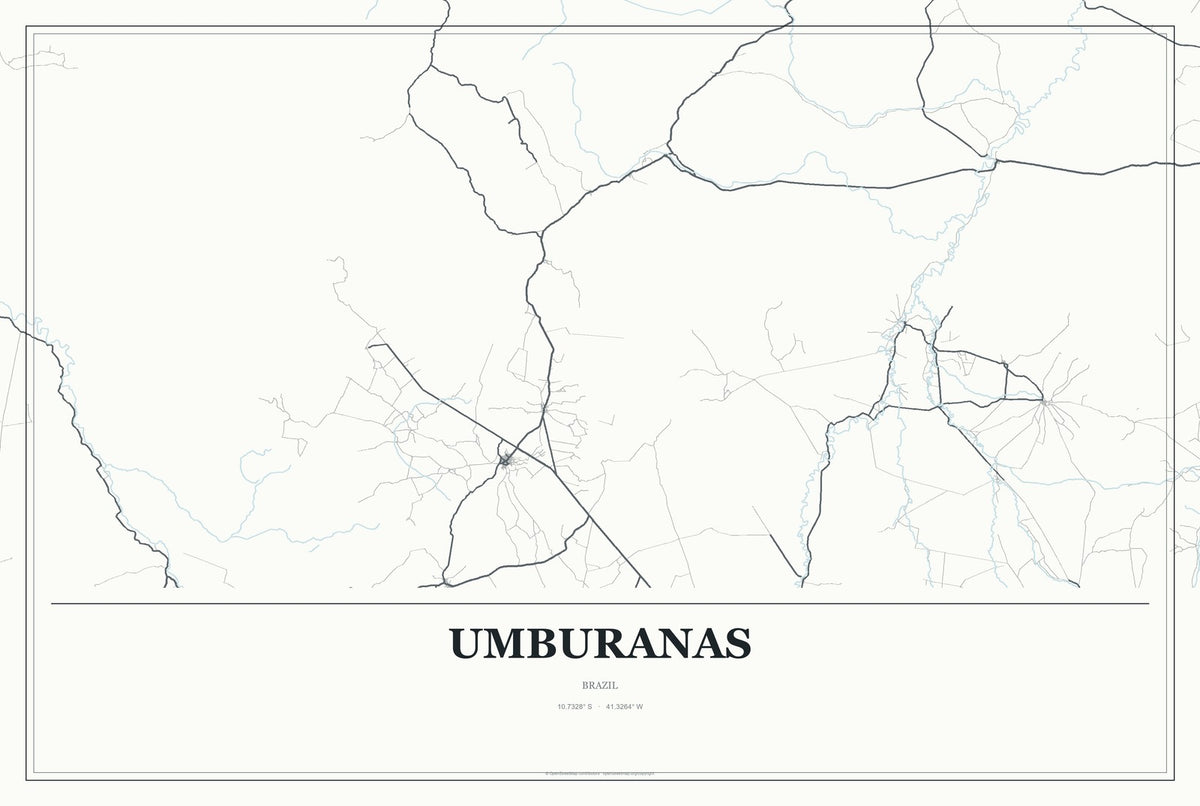 Umburanas, Brazil City Map Aluminum Sign in Gallery Air style
