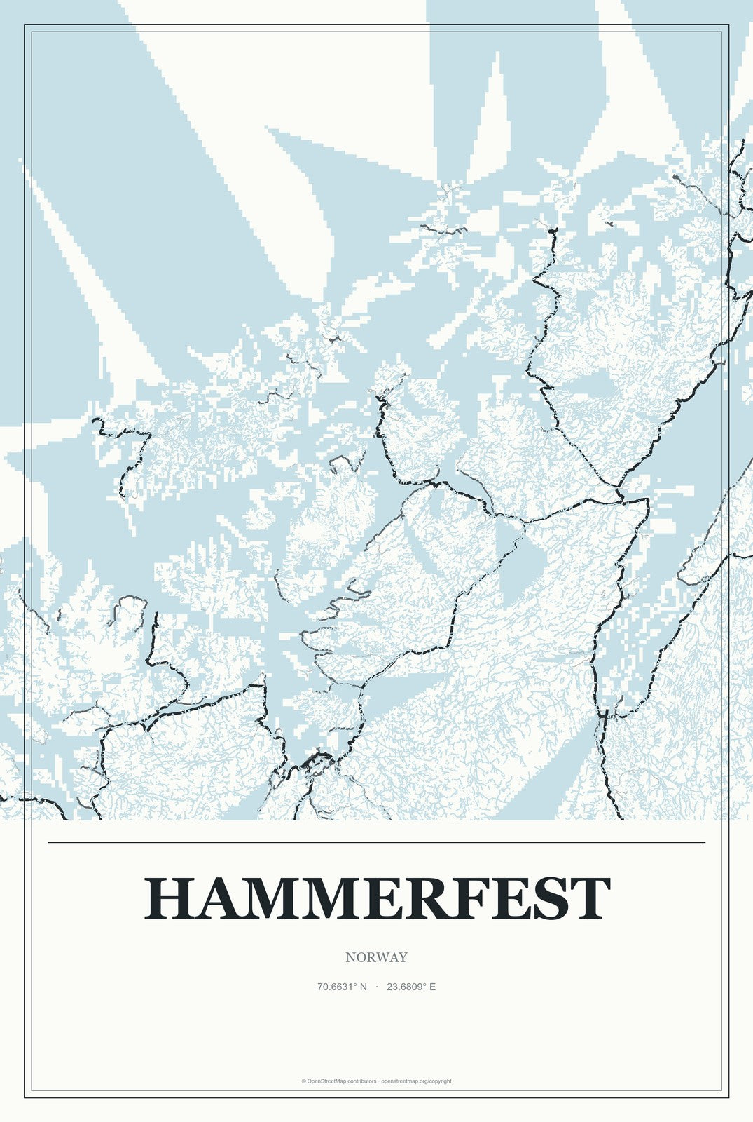 Hammerfest, Norway City Map Aluminum Sign in Gallery Air style