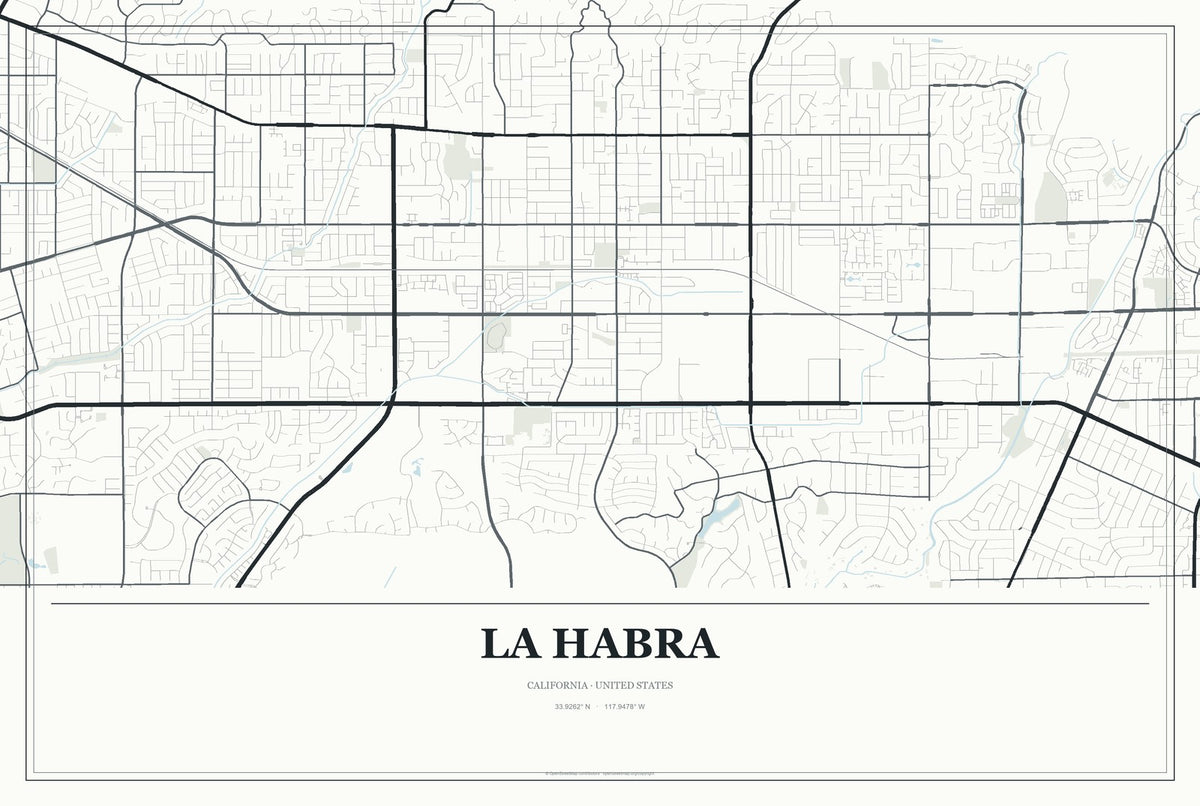 La Habra, California City Map Aluminum Sign in Gallery Air style