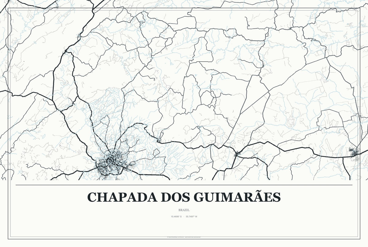 Chapada dos Guimarães, Brazil City Map Aluminum Sign in Gallery Air style
