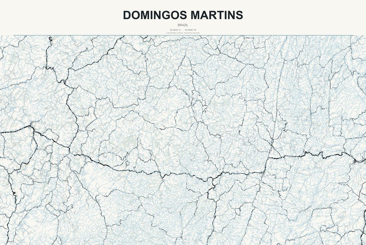 Domingos Martins, Brazil City Map Aluminum Sign in Headline Atlas style