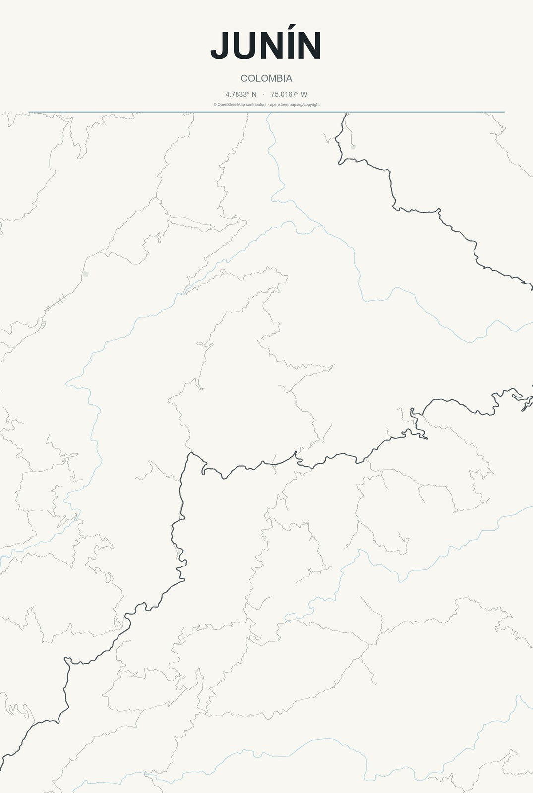 Junín, Colombia City Map Aluminum Sign in Headline Atlas style