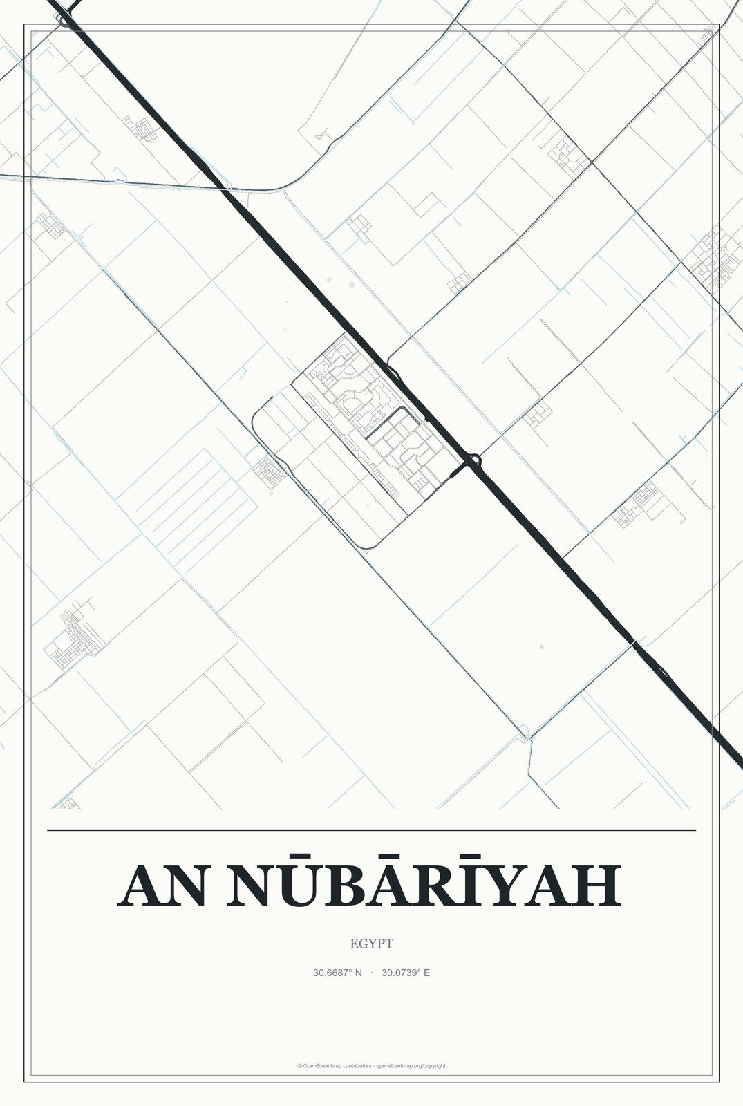 An Nūbārīyah, Egypt City Map Aluminum Sign in Gallery Air style