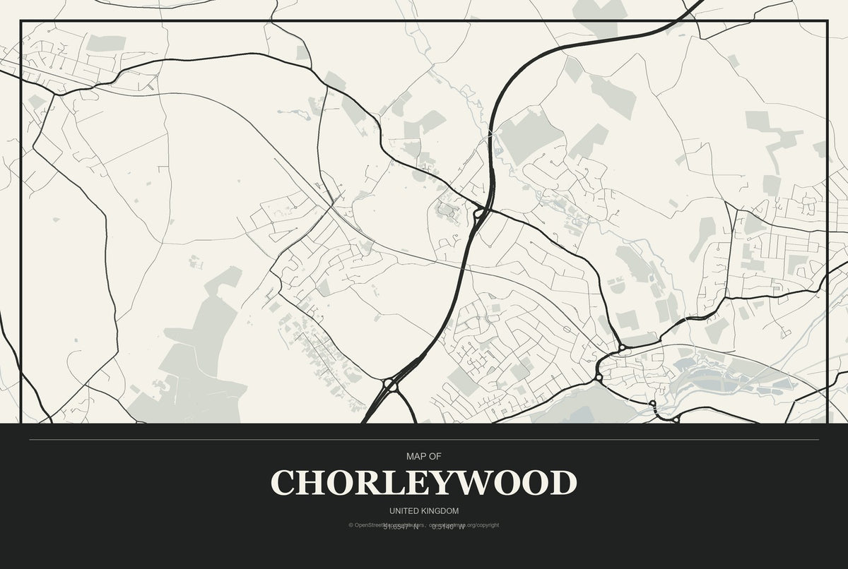 Chorleywood, United Kingdom City Map Aluminum Sign in Museum Plaque style