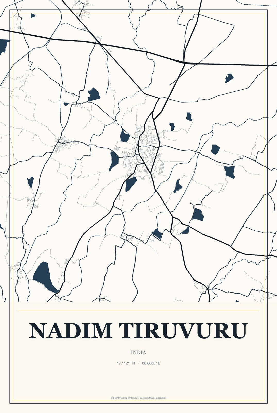 Nadim Tiruvuru, India City Map Aluminum Sign in Citrine Modern style
