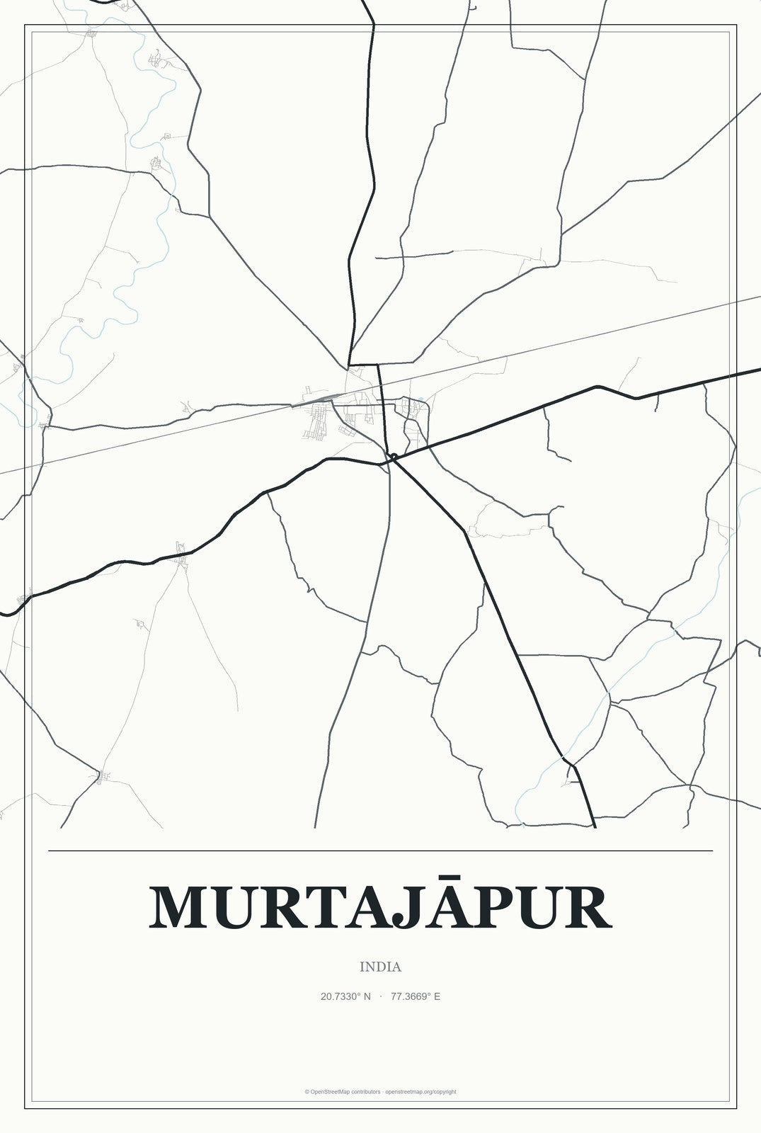 Murtajāpur, India City Map Aluminum Sign in Gallery Air style