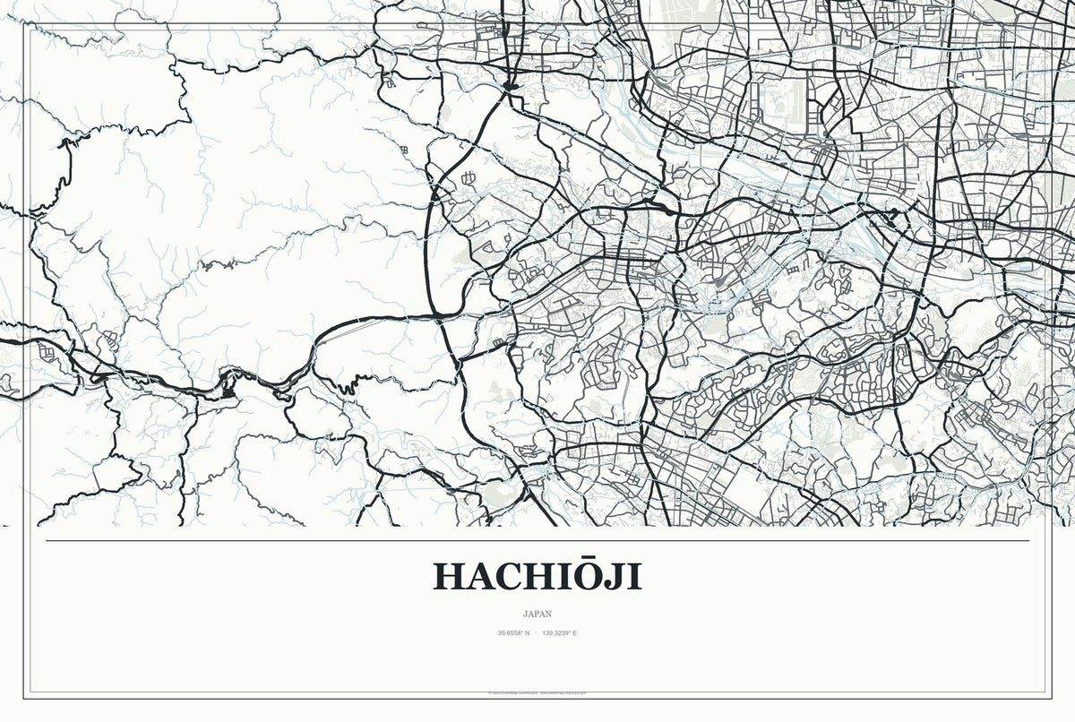 Hachiōji, Japan City Map Aluminum Sign in Gallery Air style