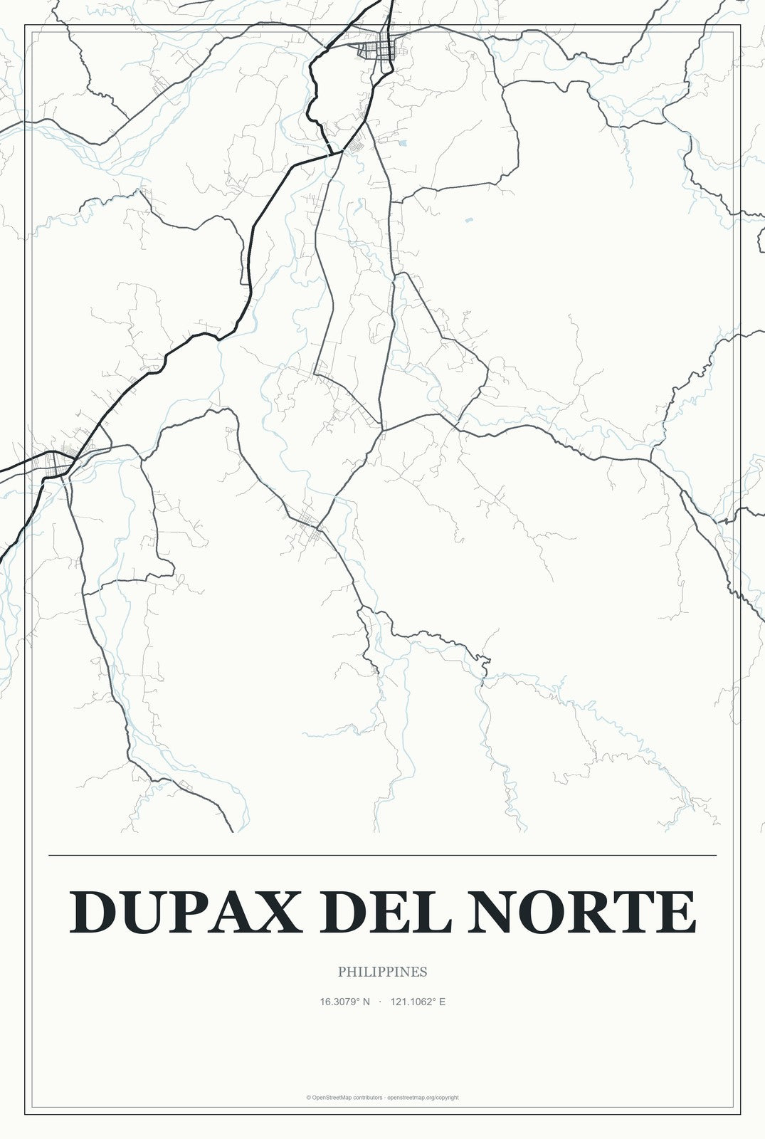 Dupax Del Norte, Philippines City Map Aluminum Sign in Gallery Air style