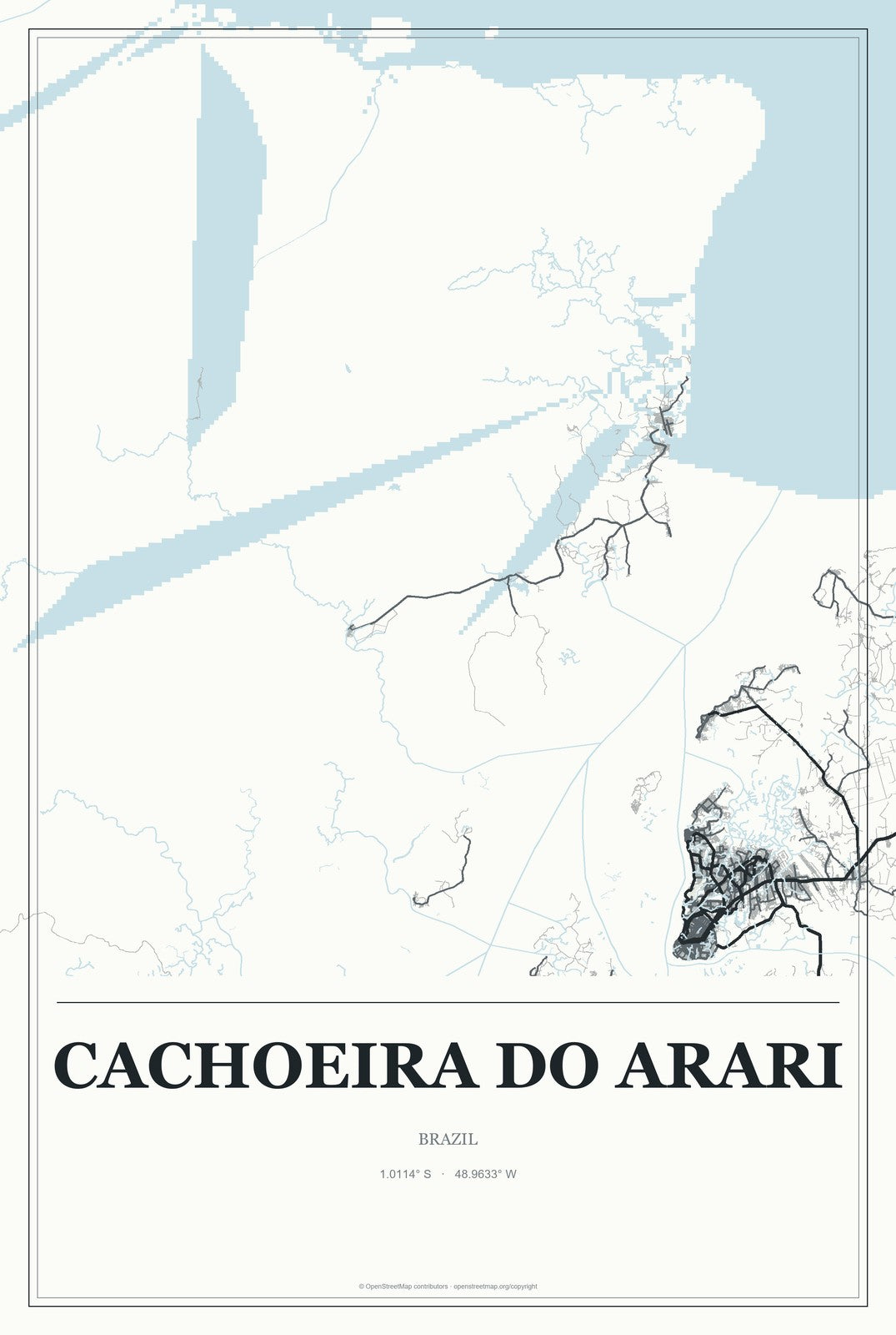 Cachoeira do Arari, Brazil City Map Aluminum Sign in Gallery Air style