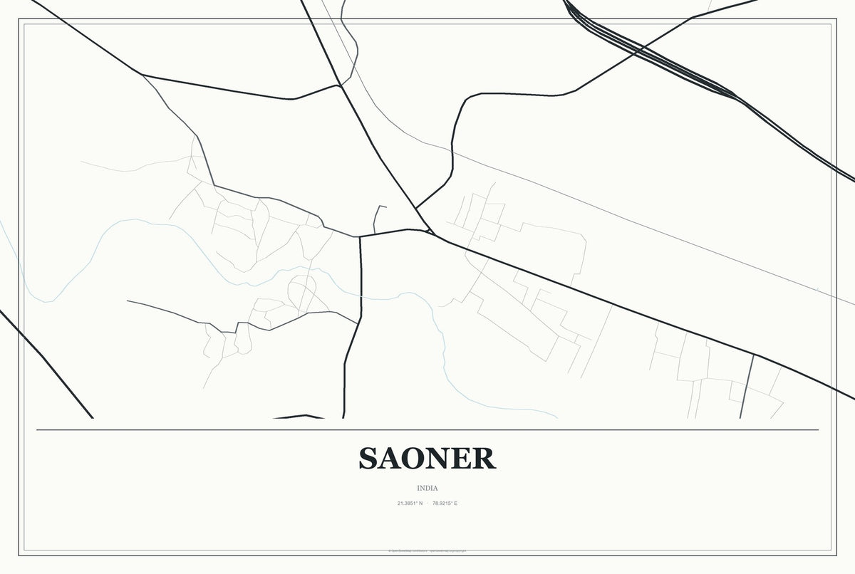 Saoner, India City Map Aluminum Sign in Gallery Air style