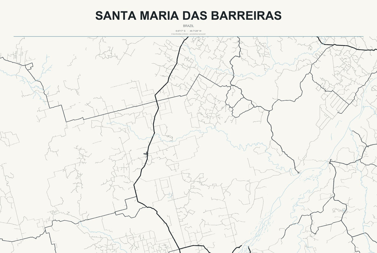 Santa Maria das Barreiras, Brazil City Map Aluminum Sign in Headline Atlas style