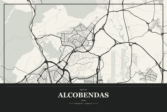 Alcobendas, Spain City Map Aluminum Sign in Museum Plaque style