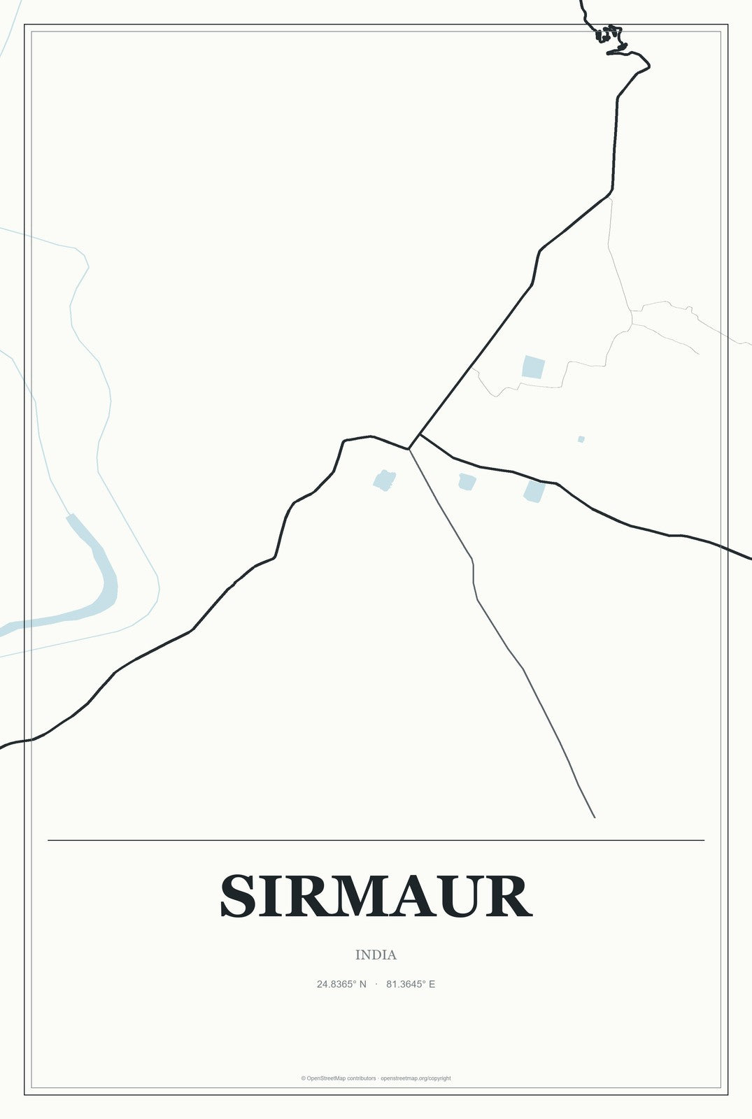 Sirmaur, India City Map Aluminum Sign in Gallery Air style