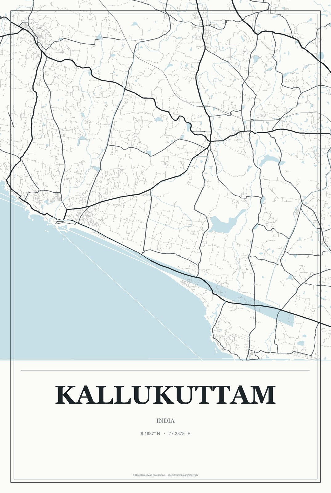 Kallukuttam, India City Map Aluminum Sign in Gallery Air style