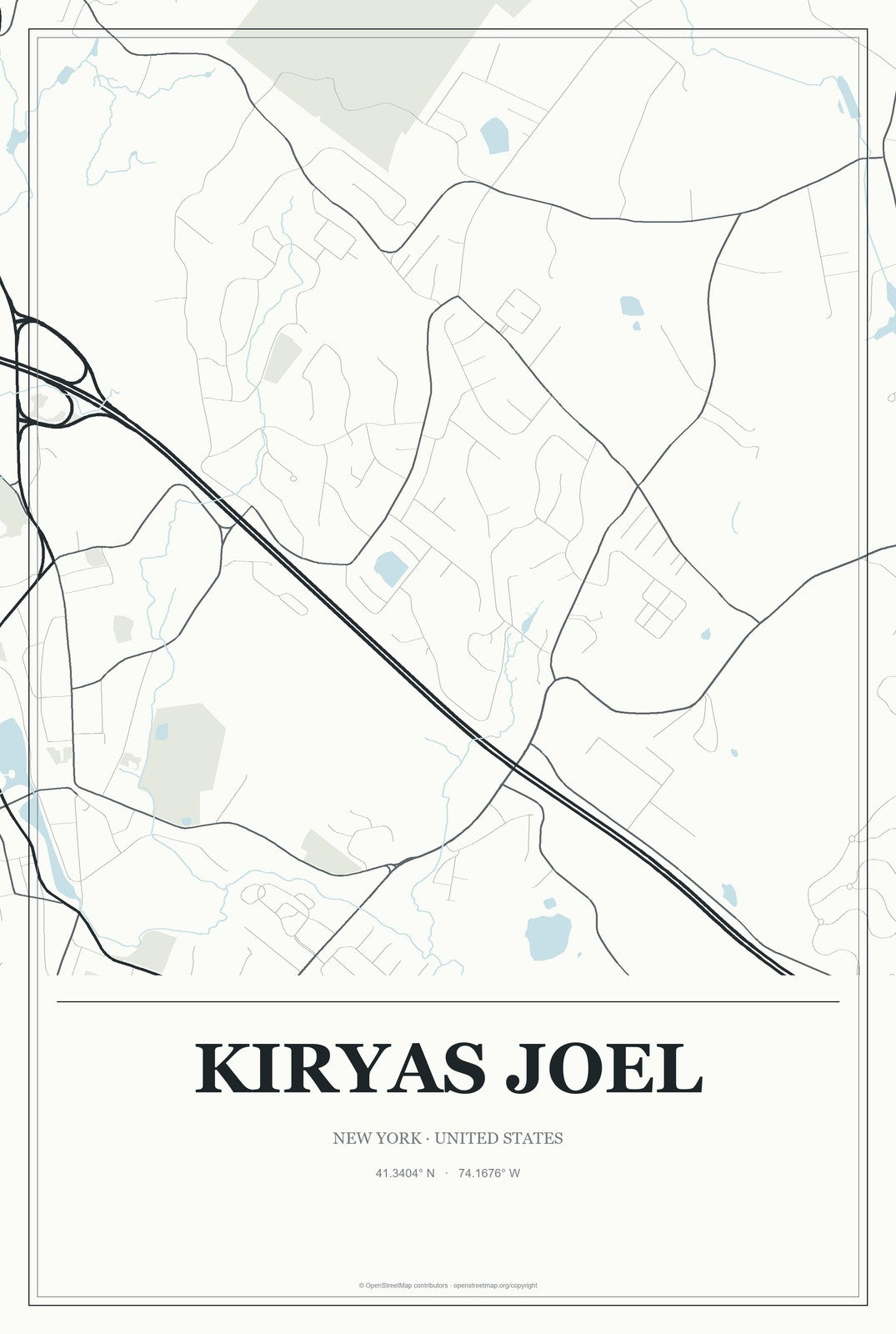 Kiryas Joel, New York City Map Aluminum Sign in Gallery Air style