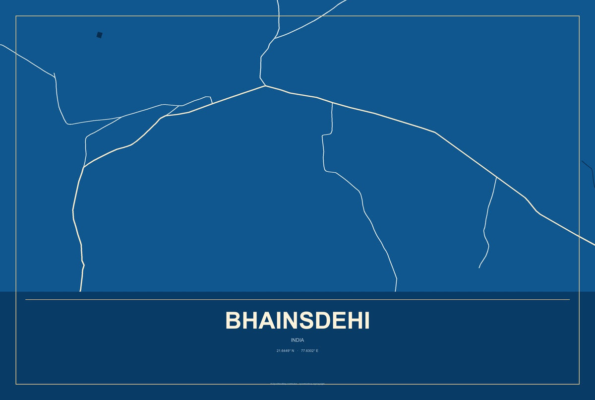 Bhainsdehi, India City Map Aluminum Sign in Harbor Cobalt style