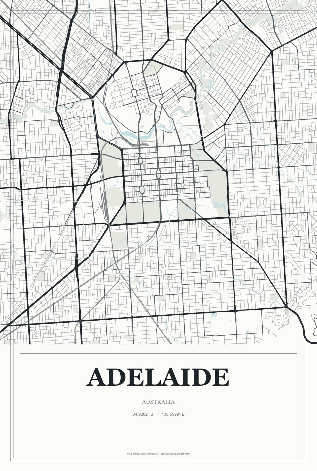 Adelaide, Australia City Map Aluminum Sign in Gallery Air style