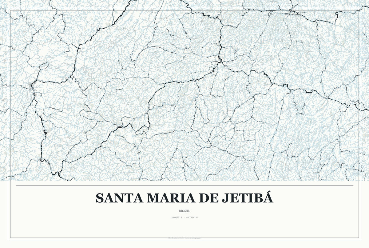 Santa Maria de Jetibá, Brazil City Map Aluminum Sign in Gallery Air style