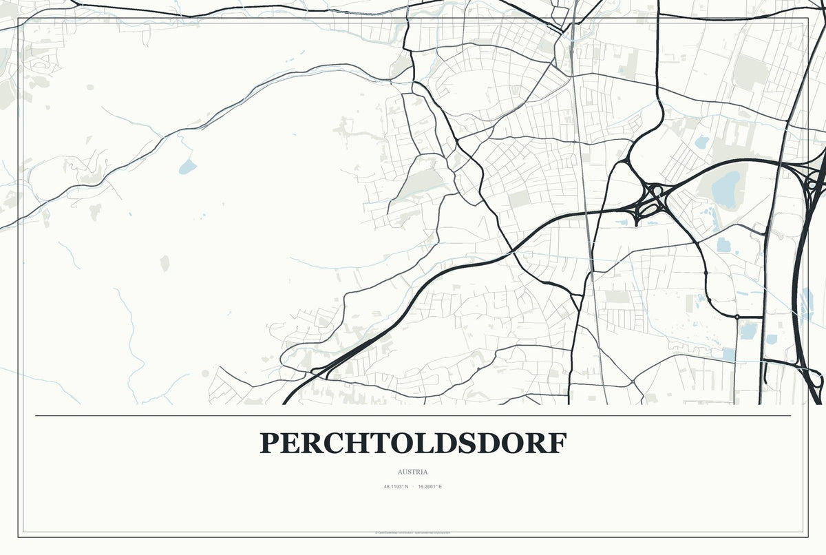 Perchtoldsdorf, Austria City Map Aluminum Sign in Gallery Air style
