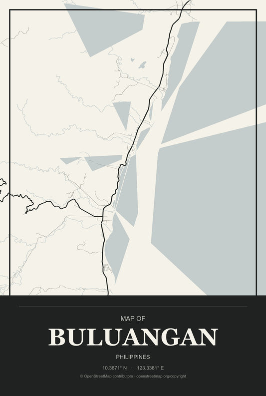 Buluangan, Philippines City Map Aluminum Sign in Museum Plaque style