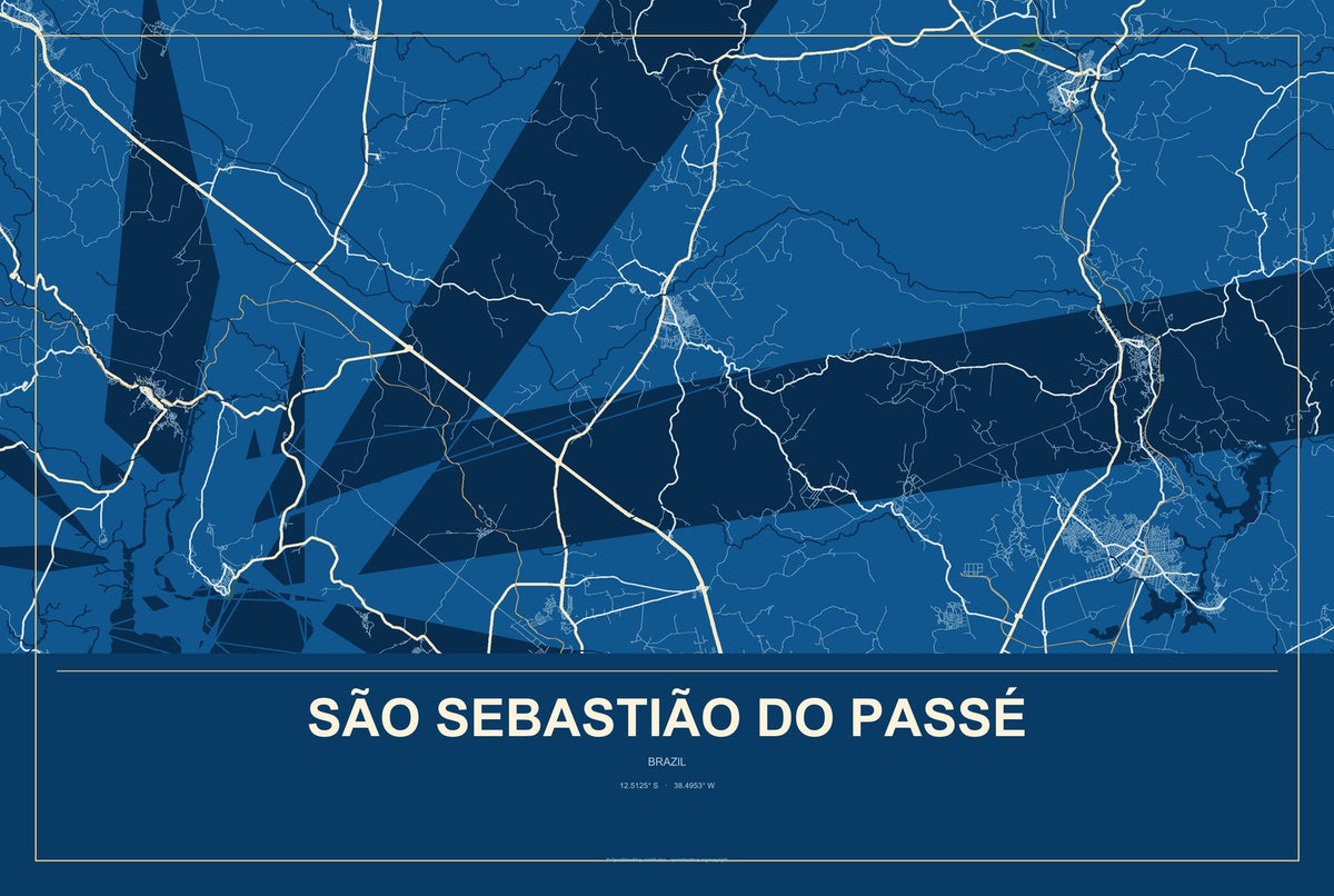 São Sebastião do Passé, Brazil City Map Aluminum Sign in Harbor Cobalt style