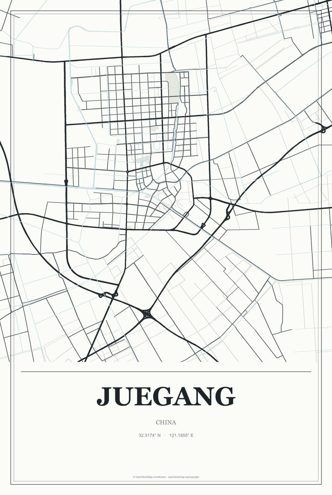 Juegang, China City Map Aluminum Sign in Gallery Air style