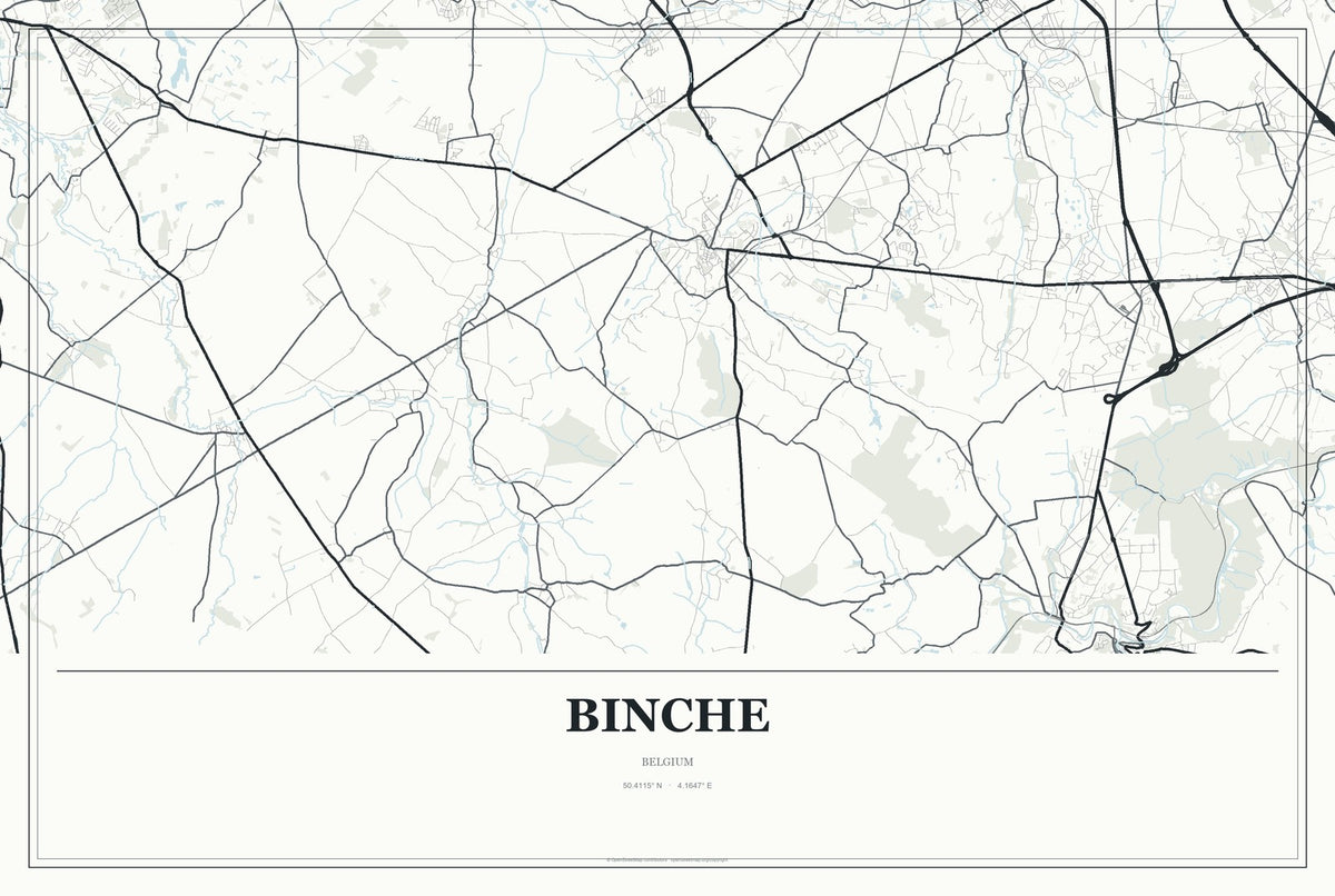 Binche, Belgium City Map Aluminum Sign in Gallery Air style