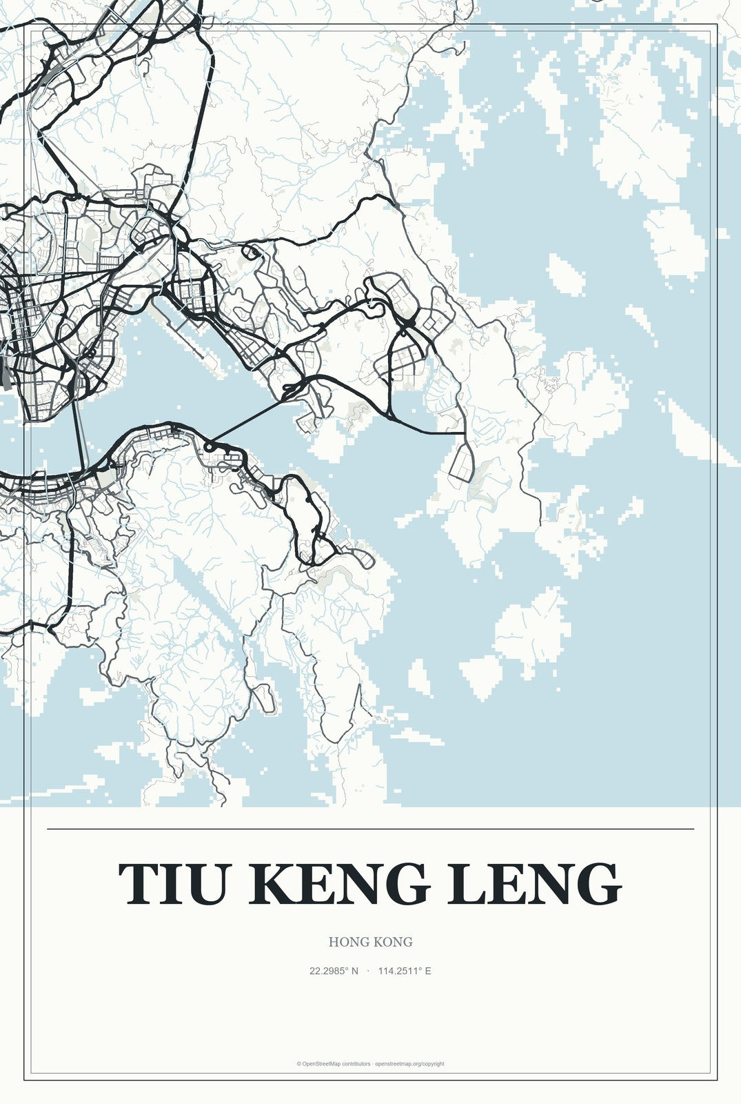 Tiu Keng Leng, Hong Kong City Map Aluminum Sign in Gallery Air style