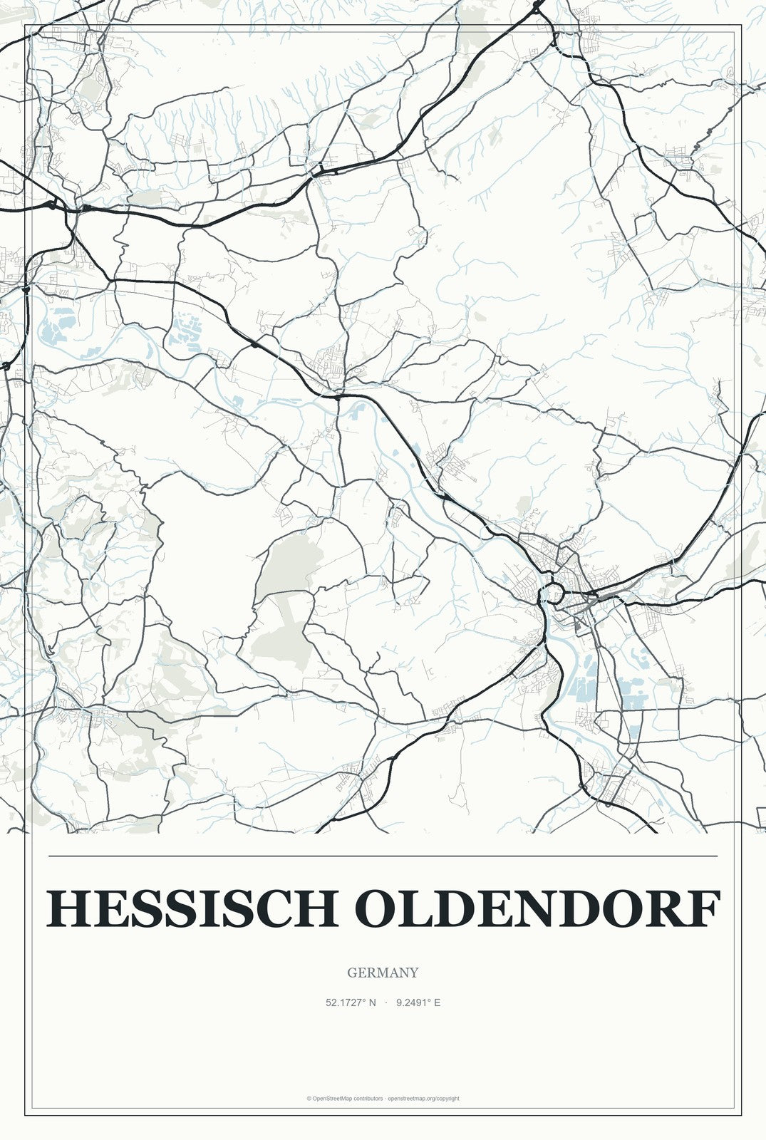 Hessisch Oldendorf, Germany City Map Aluminum Sign in Gallery Air style
