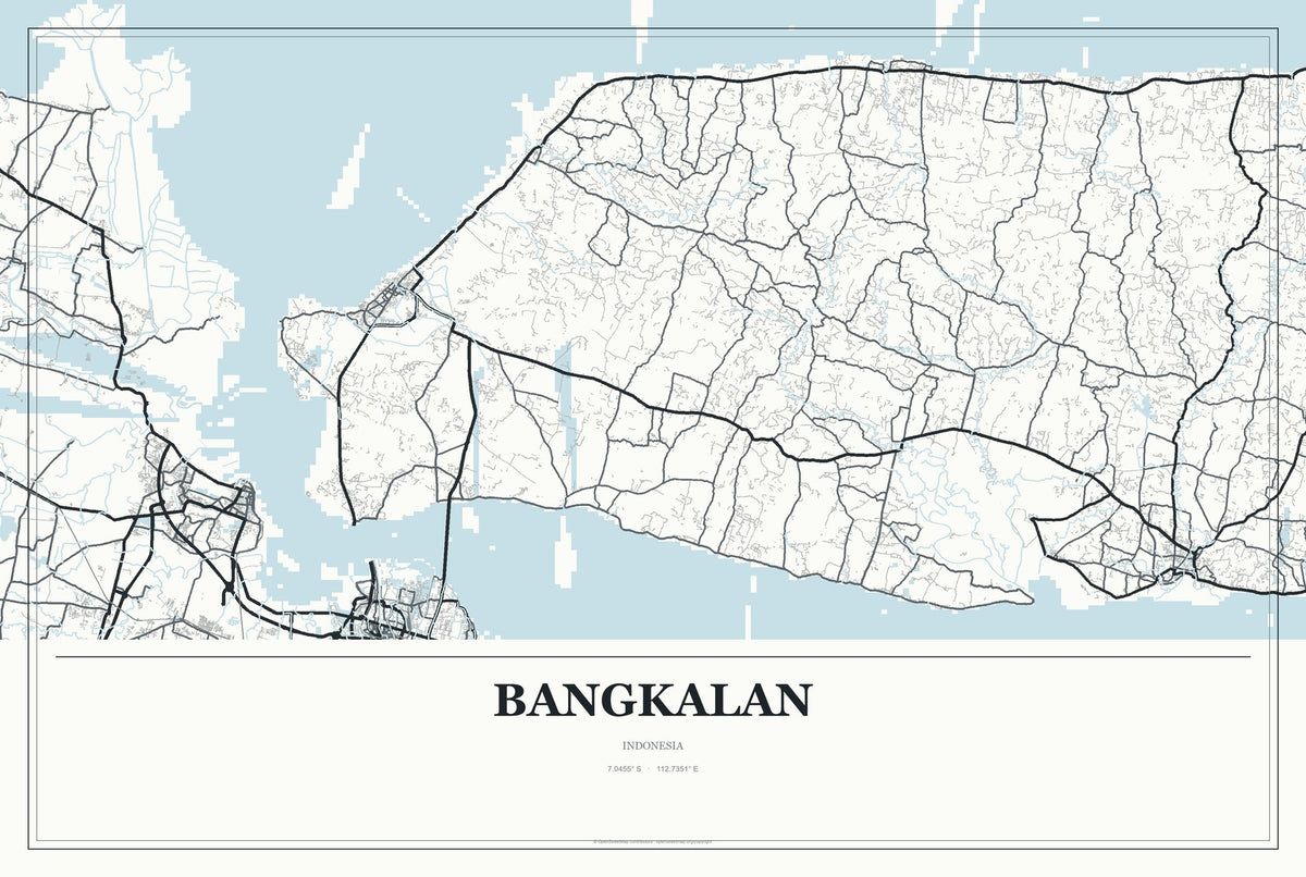 Bangkalan, Indonesia City Map Aluminum Sign in Gallery Air style