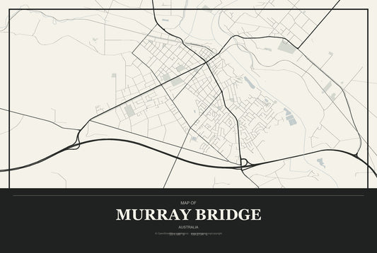 Murray Bridge, Australia City Map Aluminum Sign in Museum Plaque style