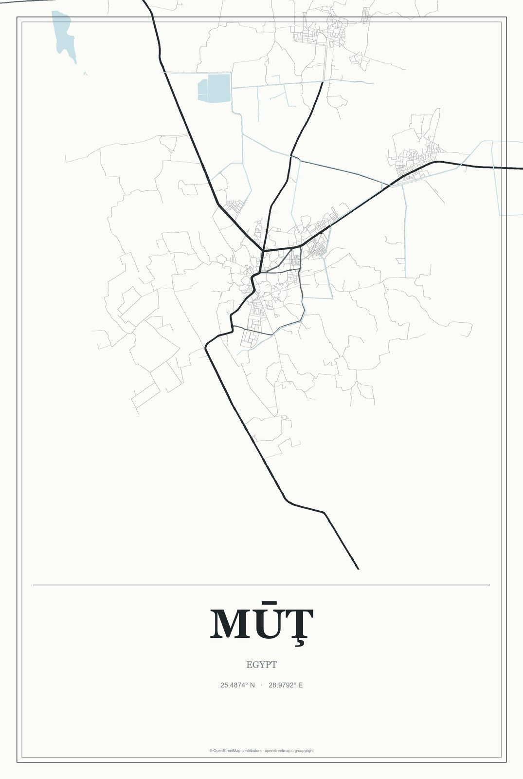 Mūţ, Egypt City Map Aluminum Sign in Gallery Air style