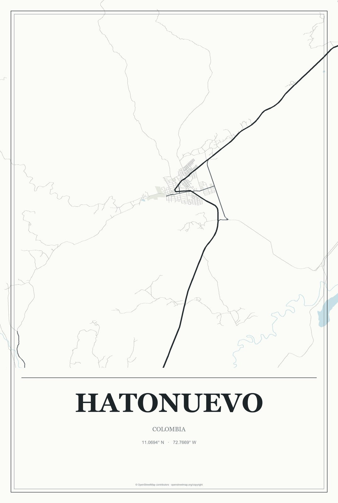 Hatonuevo, Colombia City Map Aluminum Sign in Gallery Air style