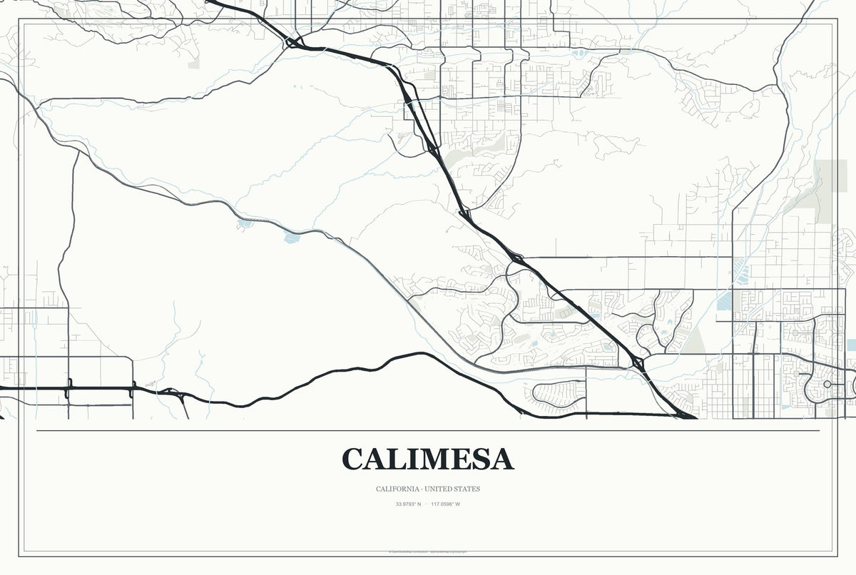 Calimesa, California City Map Aluminum Sign in Gallery Air style