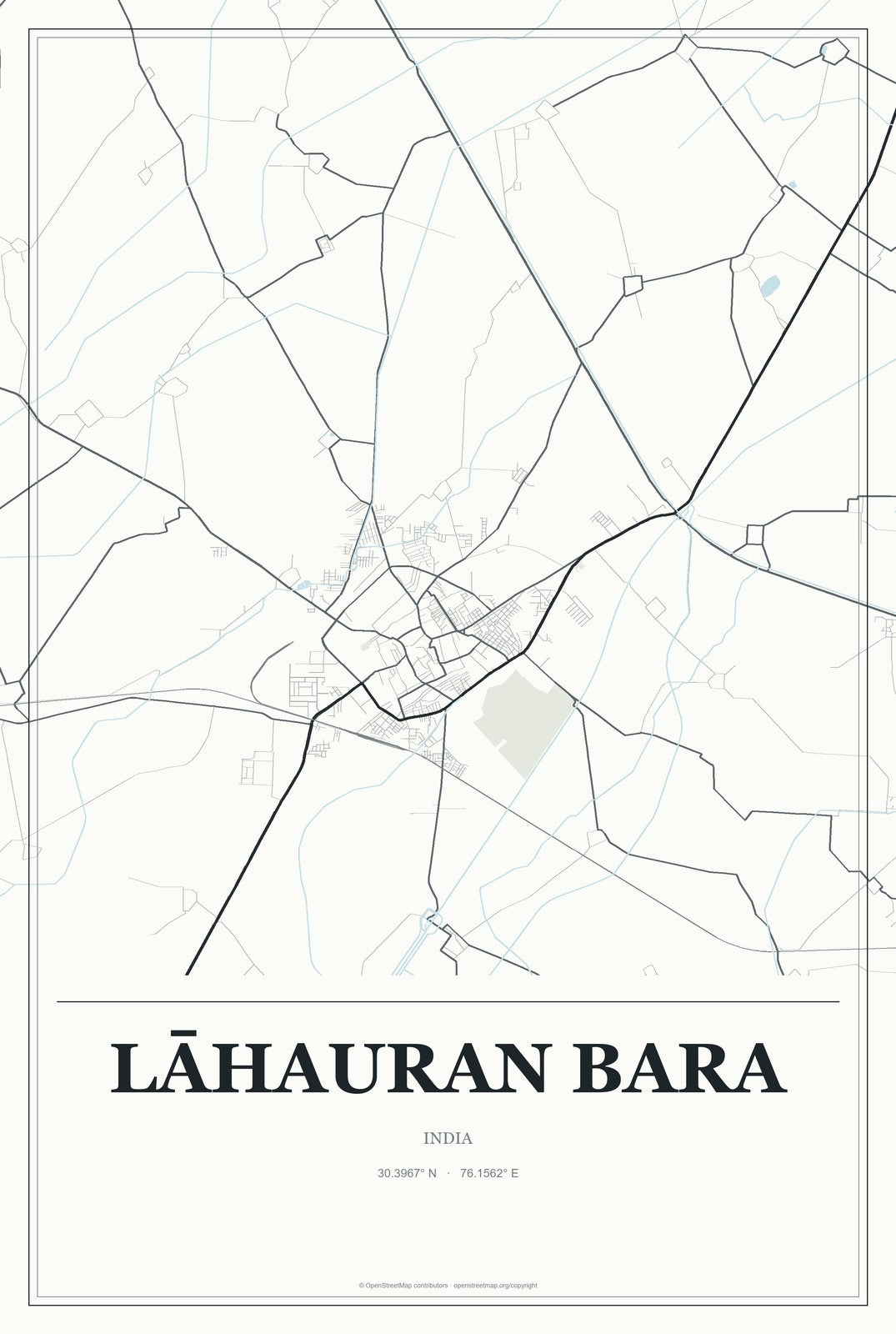 Lāhauran Bara, India City Map Aluminum Sign in Gallery Air style