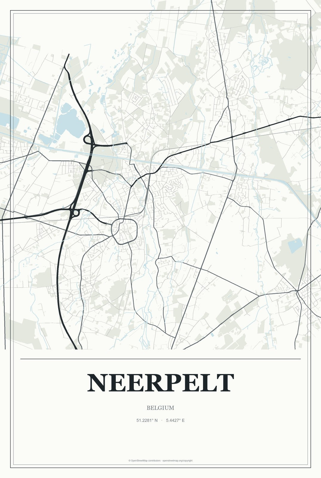 Neerpelt, Belgium City Map Aluminum Sign in Gallery Air style