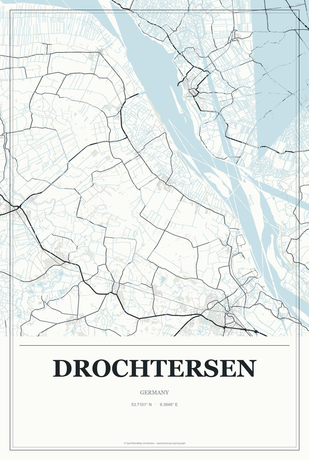 Drochtersen, Germany City Map Aluminum Sign in Gallery Air style