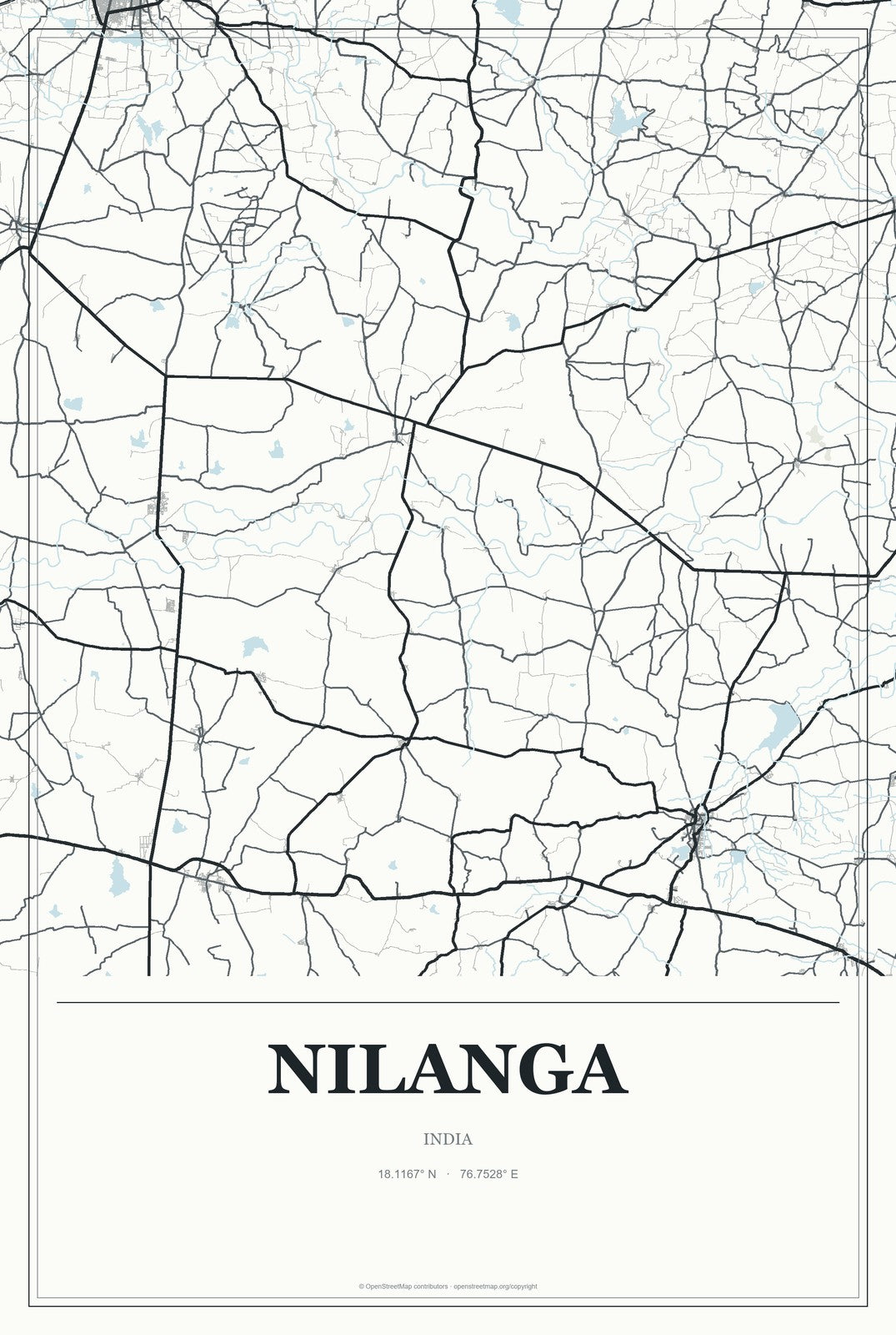 Nilanga, India City Map Aluminum Sign in Gallery Air style