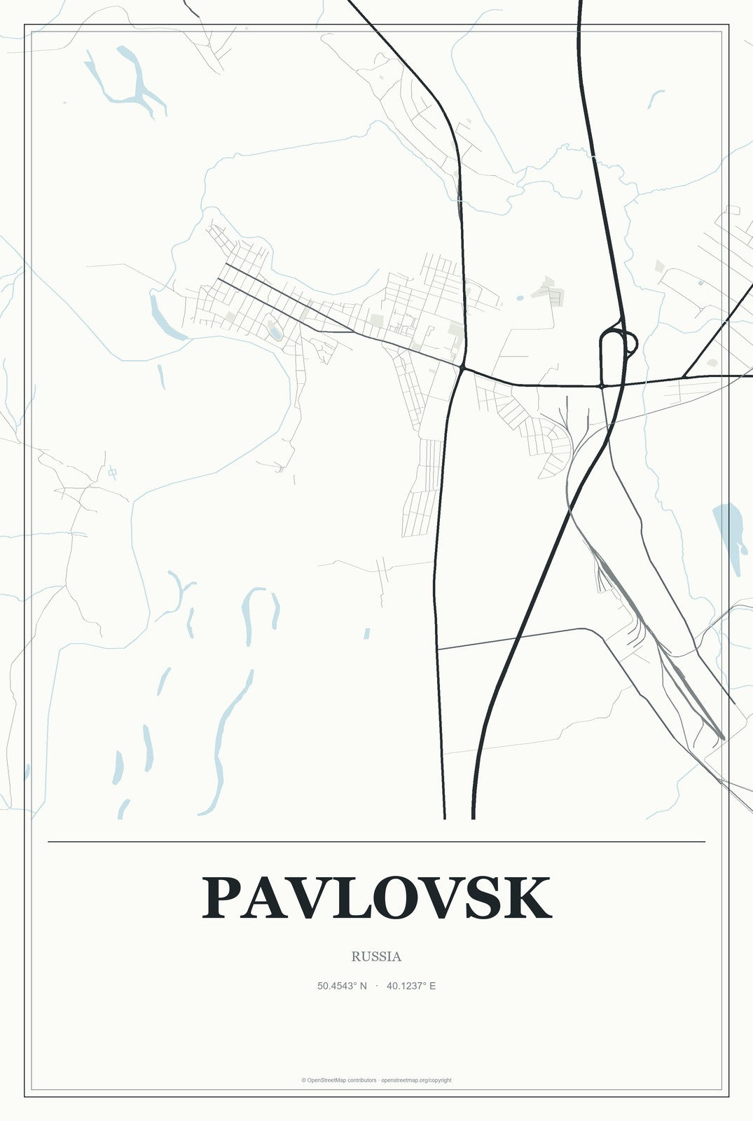 Pavlovsk, St.-Petersburg, Russia City Map Aluminum Sign in Gallery Air style