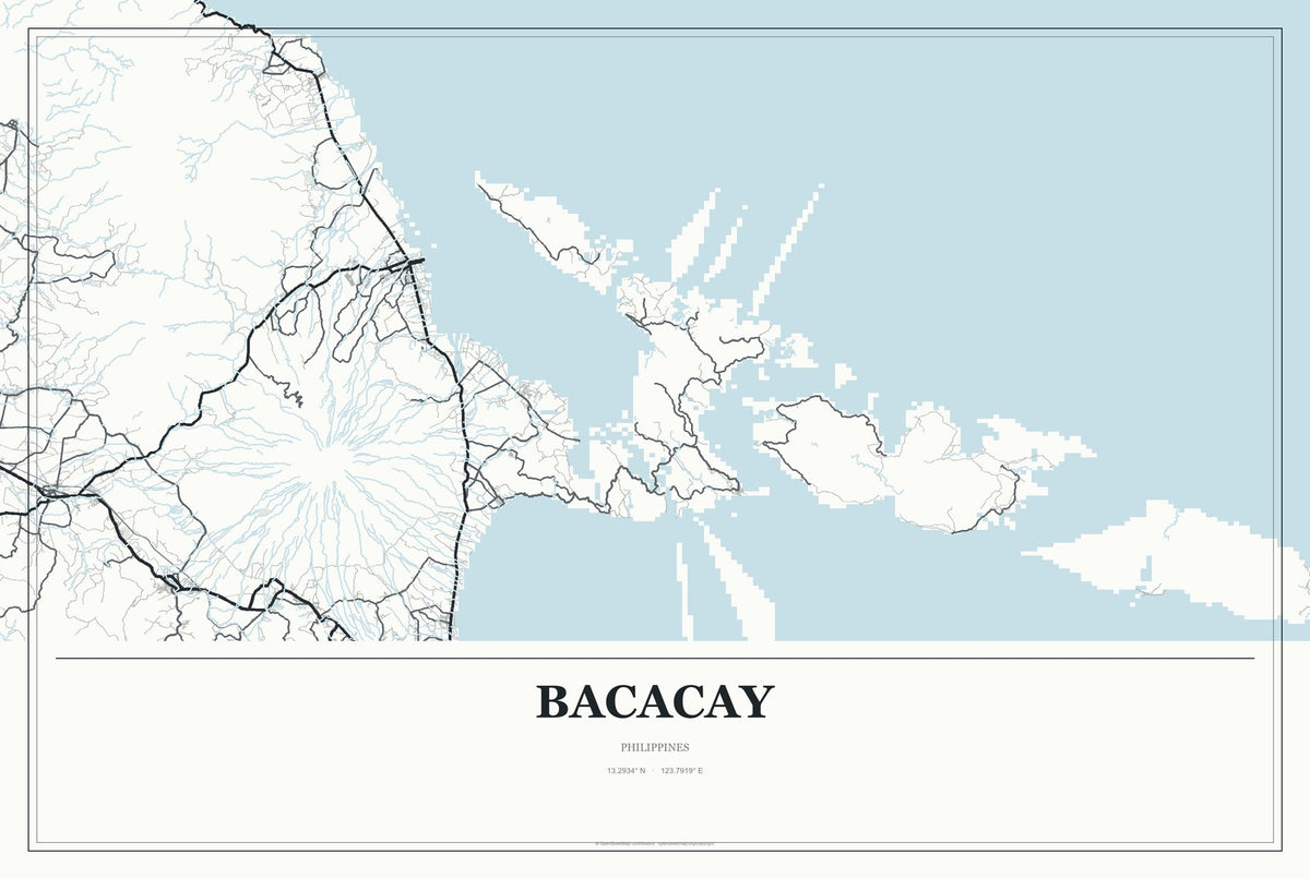 Bacacay, Philippines City Map Aluminum Sign in Gallery Air style