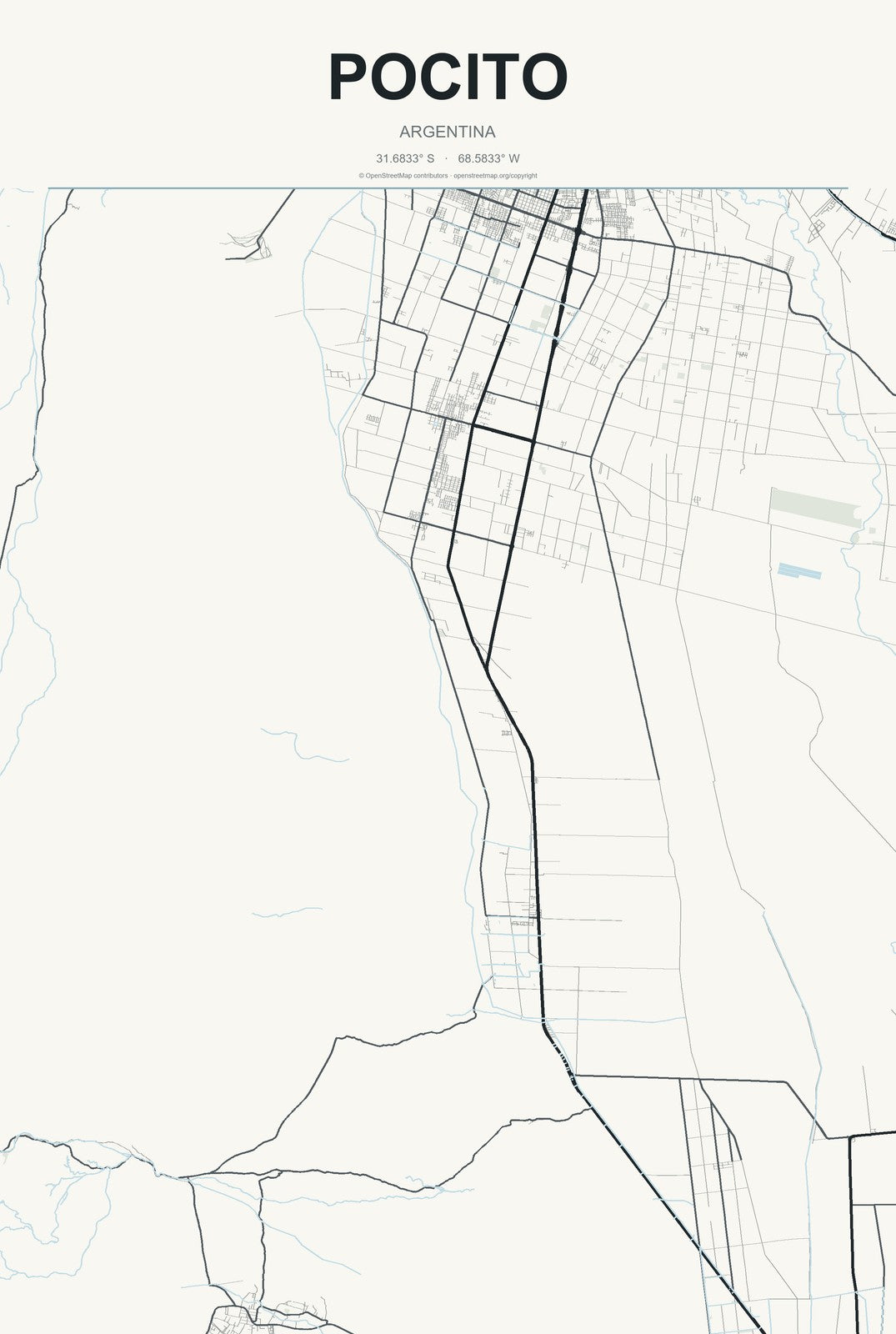 Pocito, Argentina City Map Aluminum Sign in Headline Atlas style