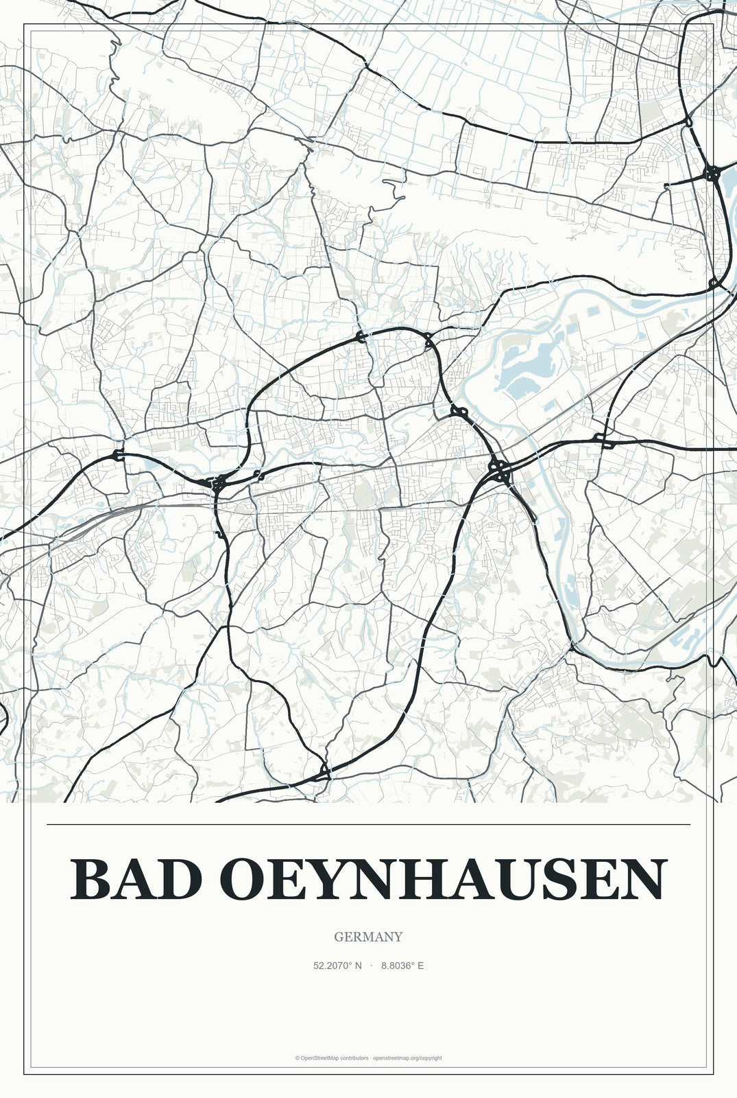 Bad Oeynhausen, Germany City Map Aluminum Sign in Gallery Air style