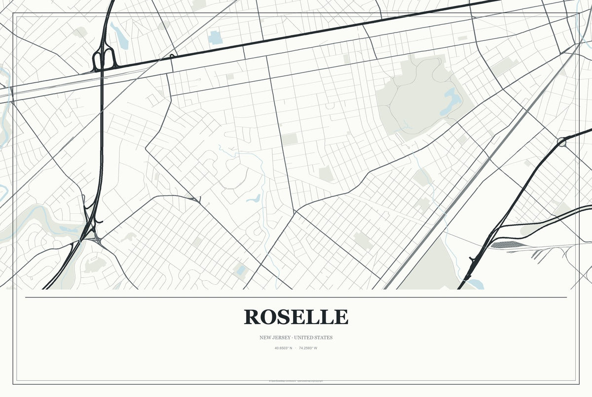 Roselle, New Jersey City Map Aluminum Sign in Gallery Air style