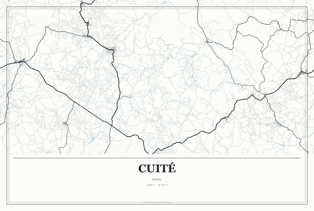 Cuité, Brazil City Map Aluminum Sign in Gallery Air style