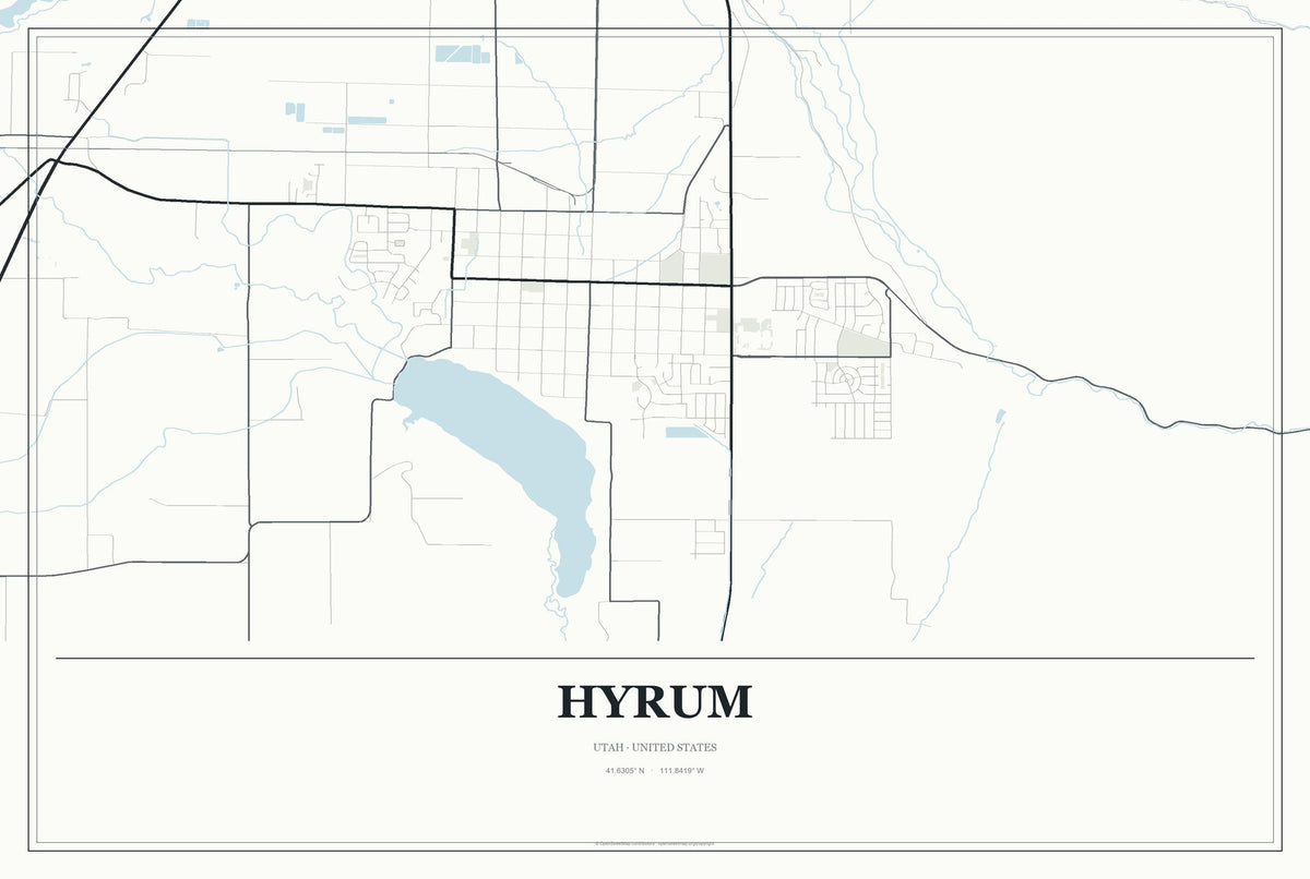 Hyrum, Utah City Map Aluminum Sign in Gallery Air style