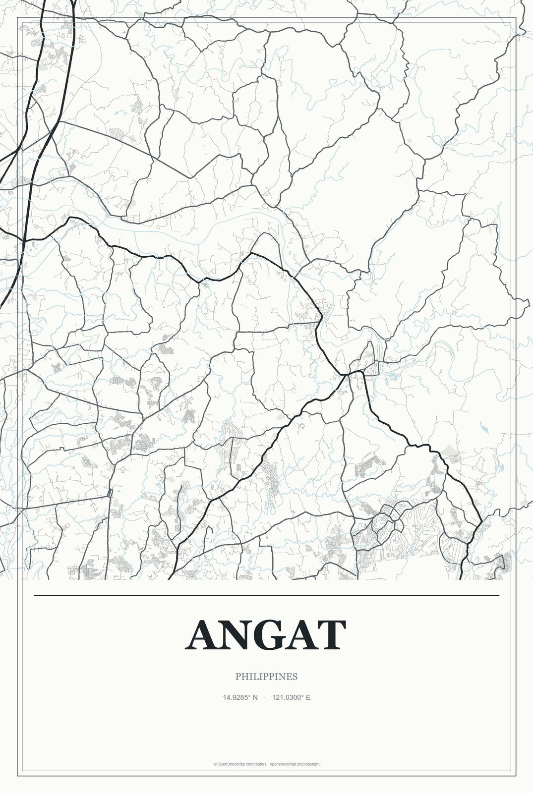 Angat, Philippines City Map Aluminum Sign in Gallery Air style