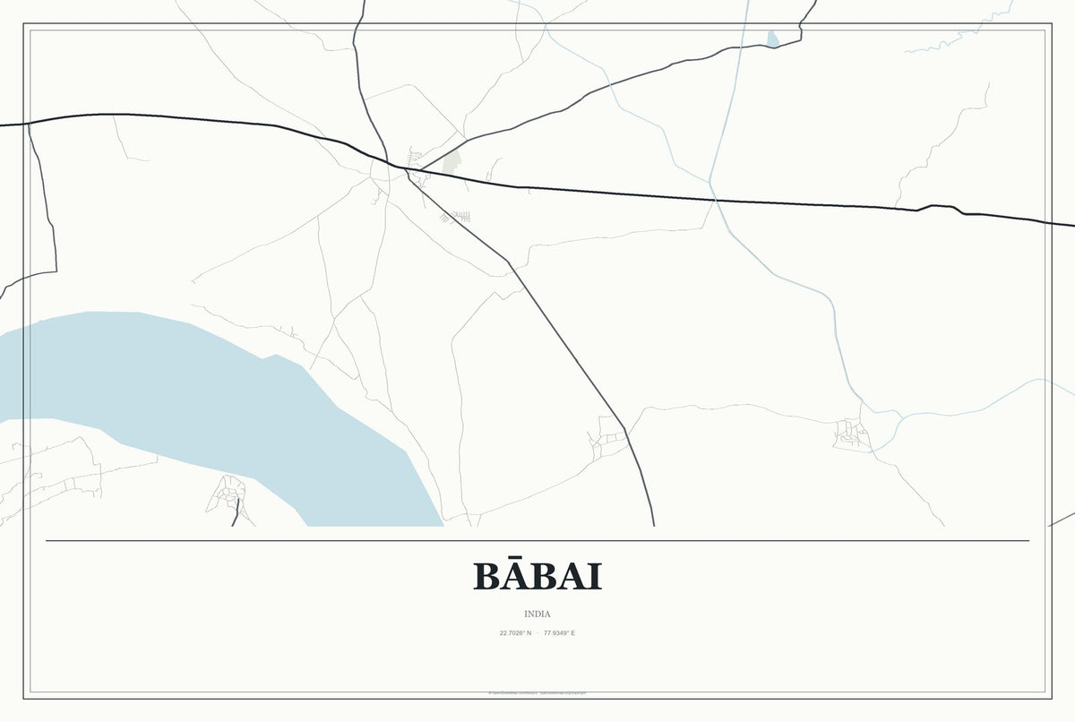 Bābai, India City Map Aluminum Sign in Gallery Air style