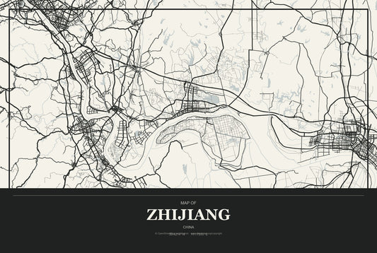 Zhijiang, China City Map Aluminum Sign in Museum Plaque style
