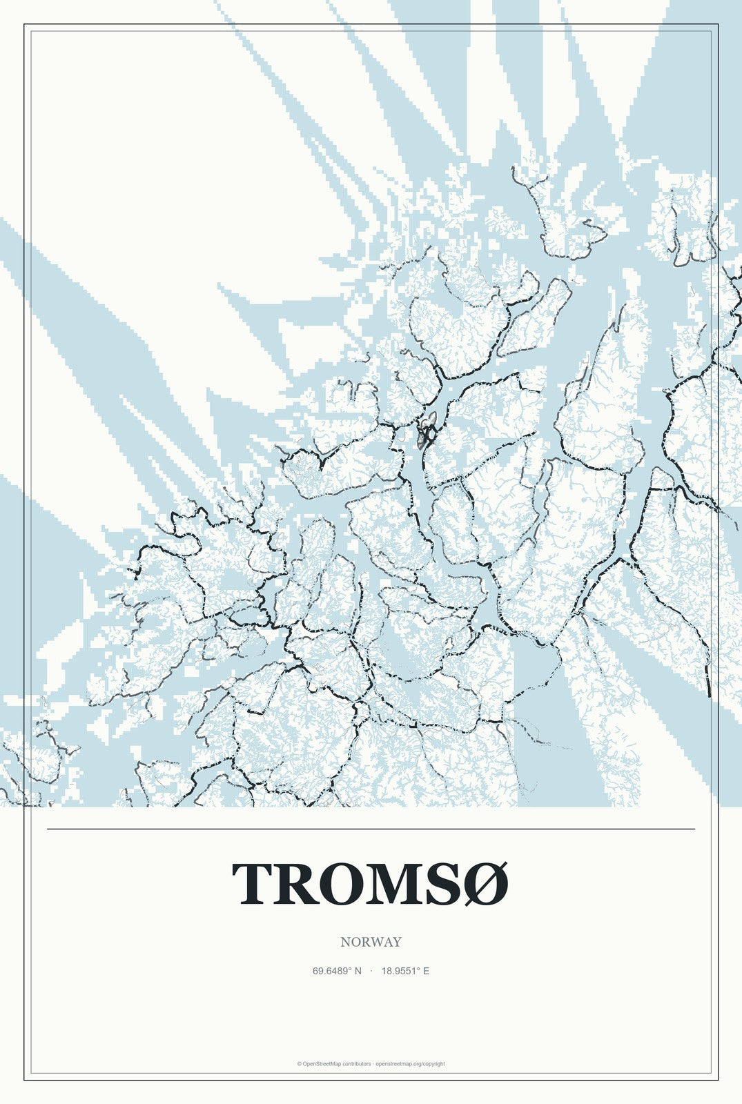 Tromsø, Norway City Map Aluminum Sign in Gallery Air style